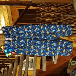Skiing Dog Blue Flannel Pajama Pants Plus Size 2X